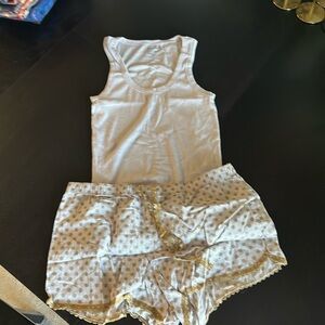 Women's White and Gold Polka Dot Sleepwear Set